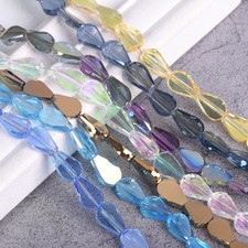 20pcs Flat Teardrop 12x8mm Faceted Crystal Glass Loose Beads For Jewelry Making