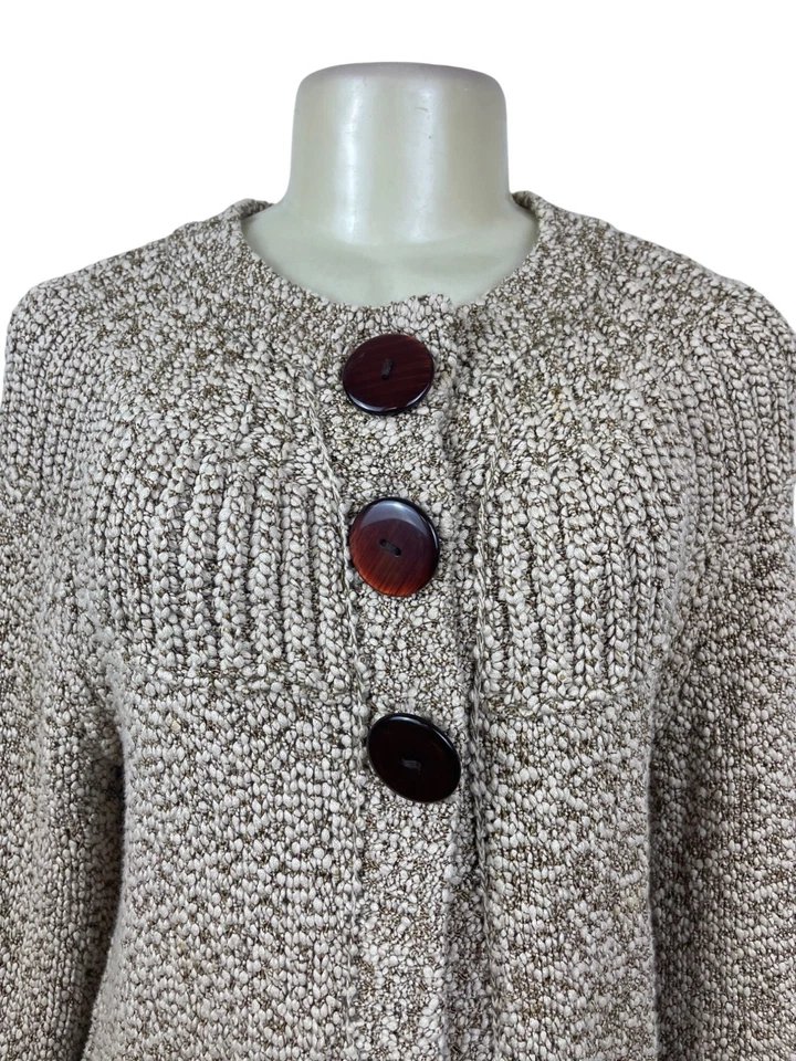 One Girl Who Womens Beige Button Cardigan Sweater Cozy Knit Size M - Image 4 of 4