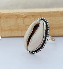 Cowrie Shell Ring 925 Sterling Silver Handmade Dainty Women's Ring All Size C453