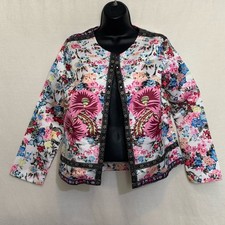 C-133 Unbranded Colorful Floral Long Sleeve Open Suit Jacket Size L