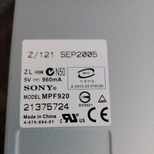 SONY MPF920 2.0MB FLOPPY DRIVE MPF920-Z/121 1.44Mb aa8fe - Photo 2/5