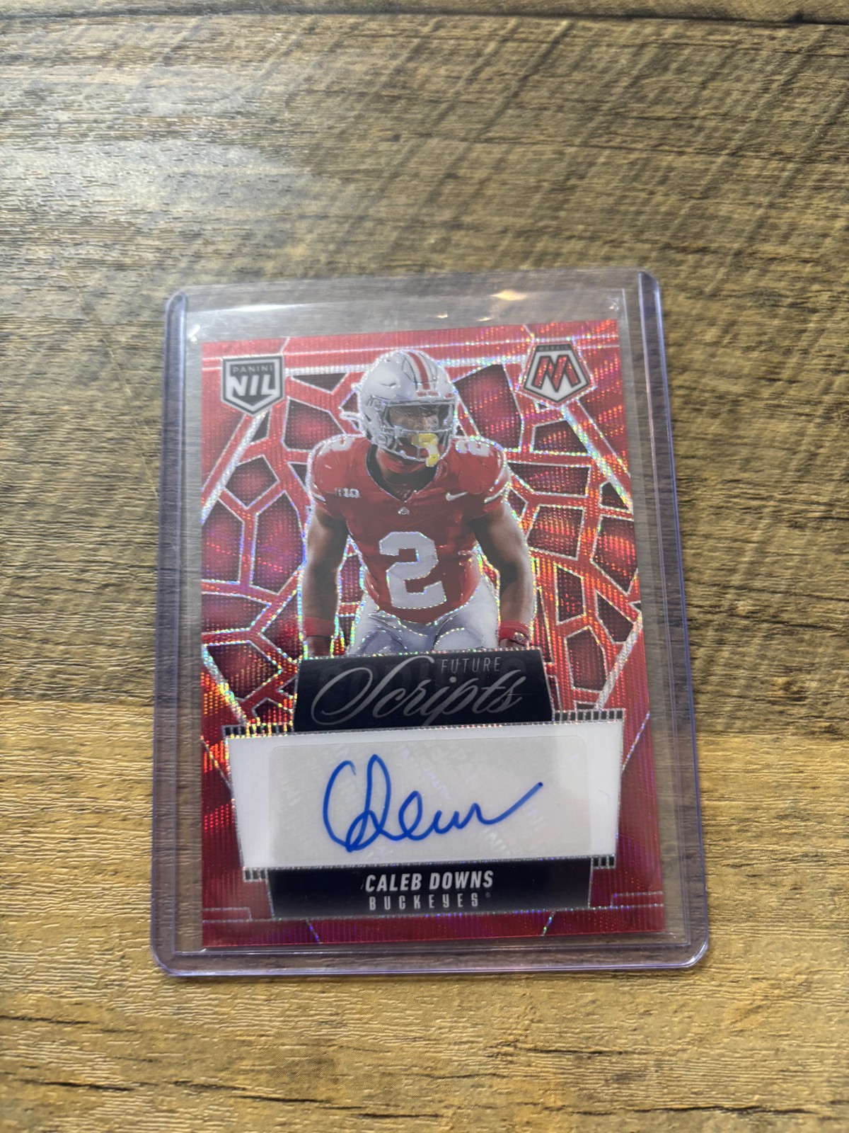 2025 Panini Mosaic - Future Scripts Caleb Downs #FSC-CDS Red Wave Prizm (AU, RC)