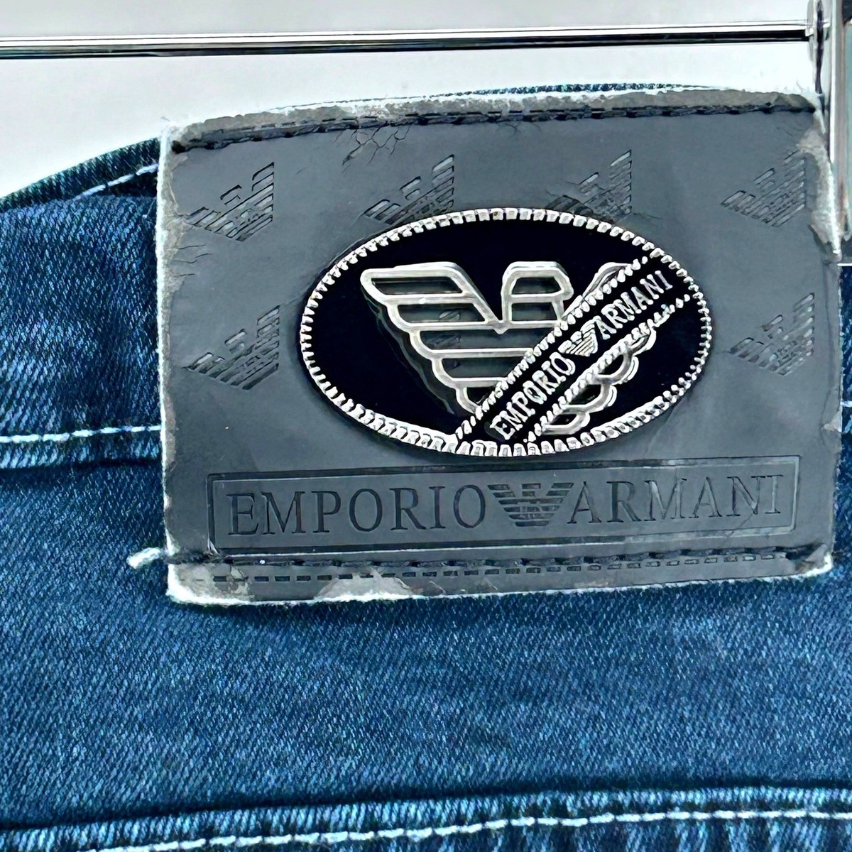 Emporio Armani AJ Jeans Mens Sz 39 Dark Wash Blue Straight Leg Eagle Logo Denim View 6