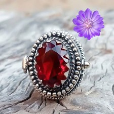 Red Garnet Gemstone 925 Sterling Silver Handmade Jewelry Ring Gift For her