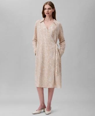 Calvin Klein Womens Printed Wrap Dress 198294487246 10 RT $129.0