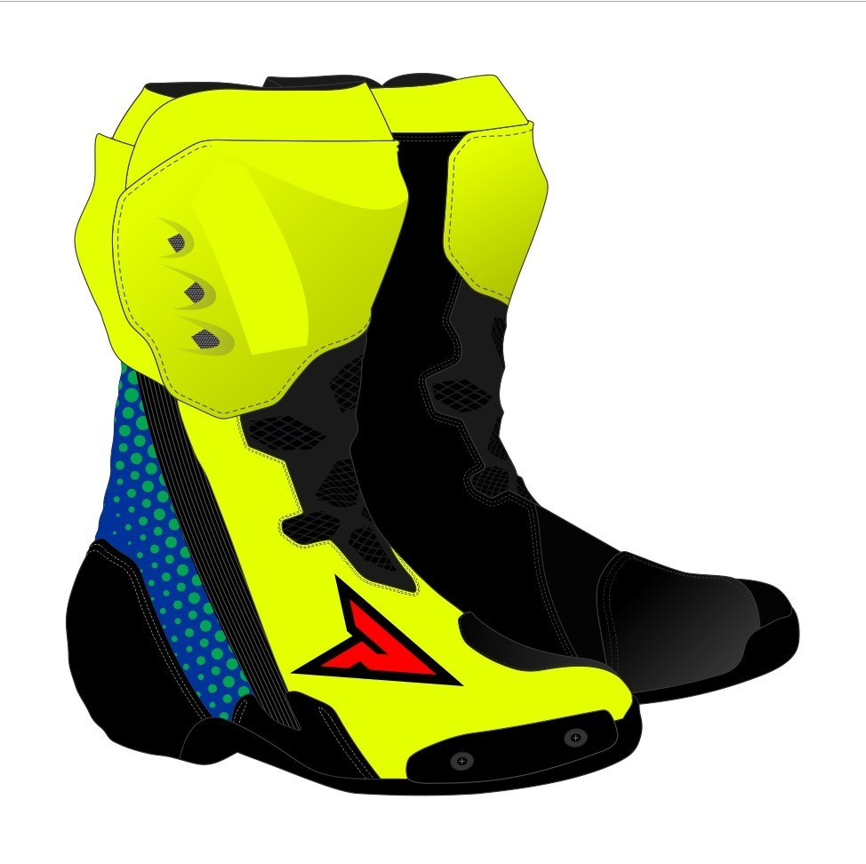 Valentino Rossi VR46 Inspired Custom Racing Boots Leather Moto GP