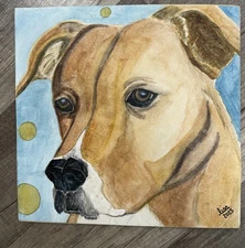 Original Watercolor/Ink  Dog Painting, Modern Art: by Lisa Marie McClellan