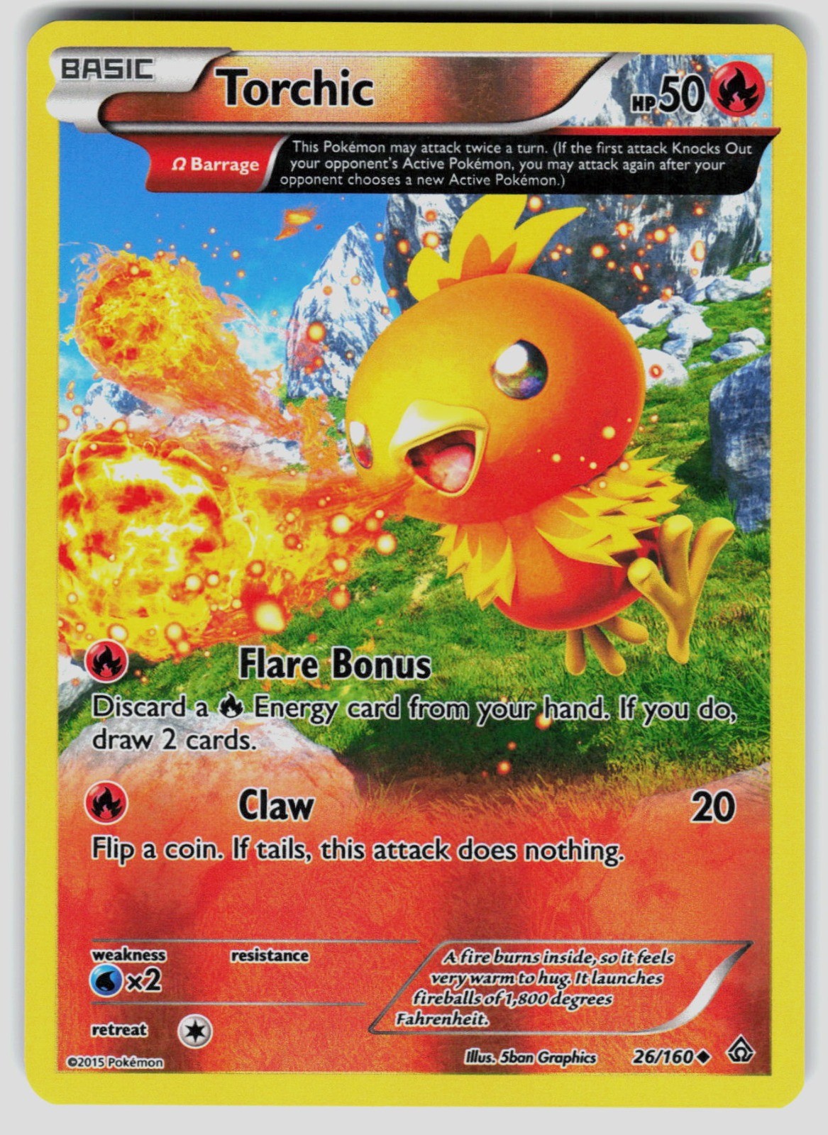 Pokemon XY - Primal Clash Torchic (Omega) 26/160 Reverse Holo Uncommon NM