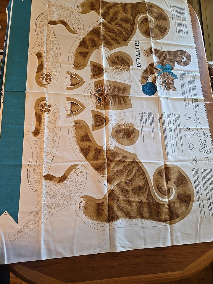 Arco de bola acabado 17x14 panel corte y costura gato gatito SPRING INDUSTRIES raro de colección Foto 2 de 4