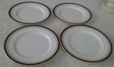 Aynsley Bone China Leighton Cobalt and Gold DINNER plates set of 4