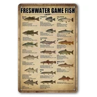 Vintage Fishing Wall Decor Sign Freshwater Game Fish Metal Rustic Cabin Lake New