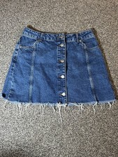 Topshop Moto blue button front denim mini skirt UK 12 summer classic Y2K holiday