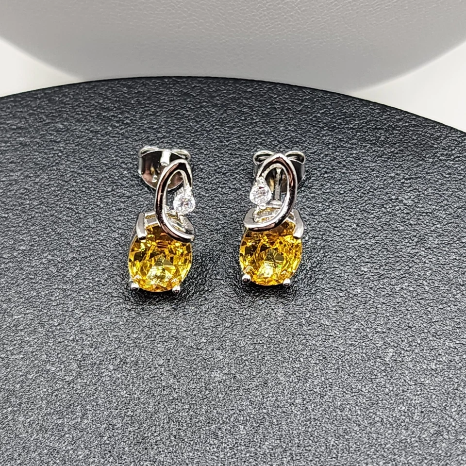 925全新纯银吊坠和耳环套装黄玉和CZ — 第 4/4 张图片