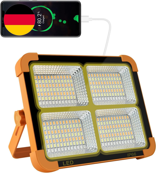 100W Led Baustrahler Solar Wiederaufladbar, Akku Arbeitsstrahler Tragbare Campin-image