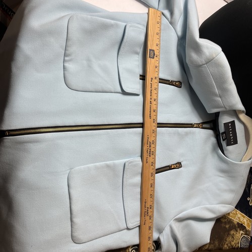 NWT Metaphor Light Blue Missy Insane Blazer Jacket Long Size XL Zipper Front - Picture 4 of 10