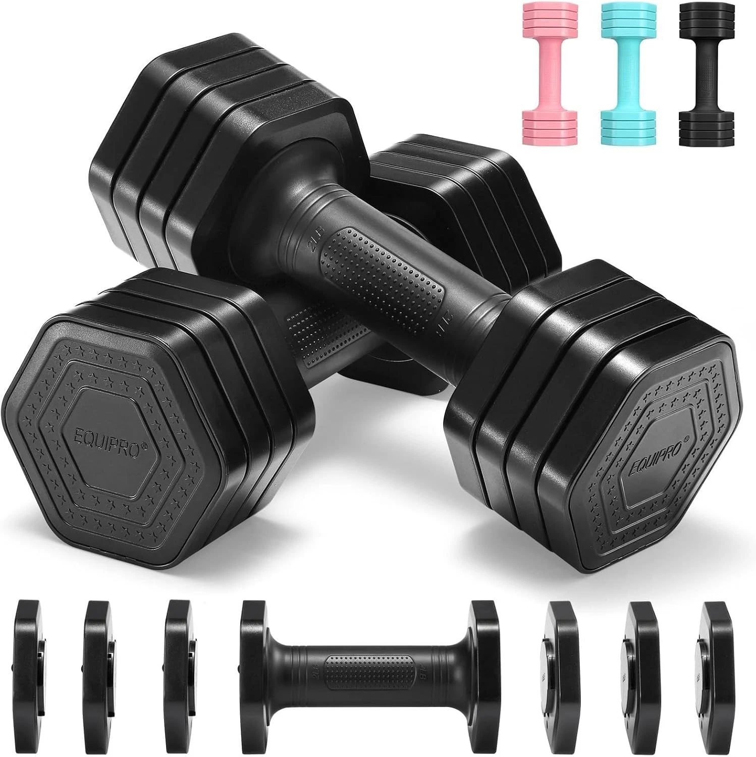 Adjustable Dumbbell Set 4 in 1 Free Weights 2lb 3lb 4lb 5lb Pair Women