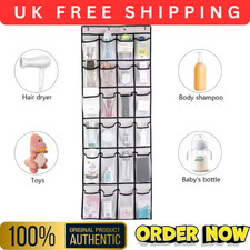24 POCKET OVER THE DOOR HANGING SHOE HOOK SHELF RACK HOLDER STORAGE ORGANISER UK