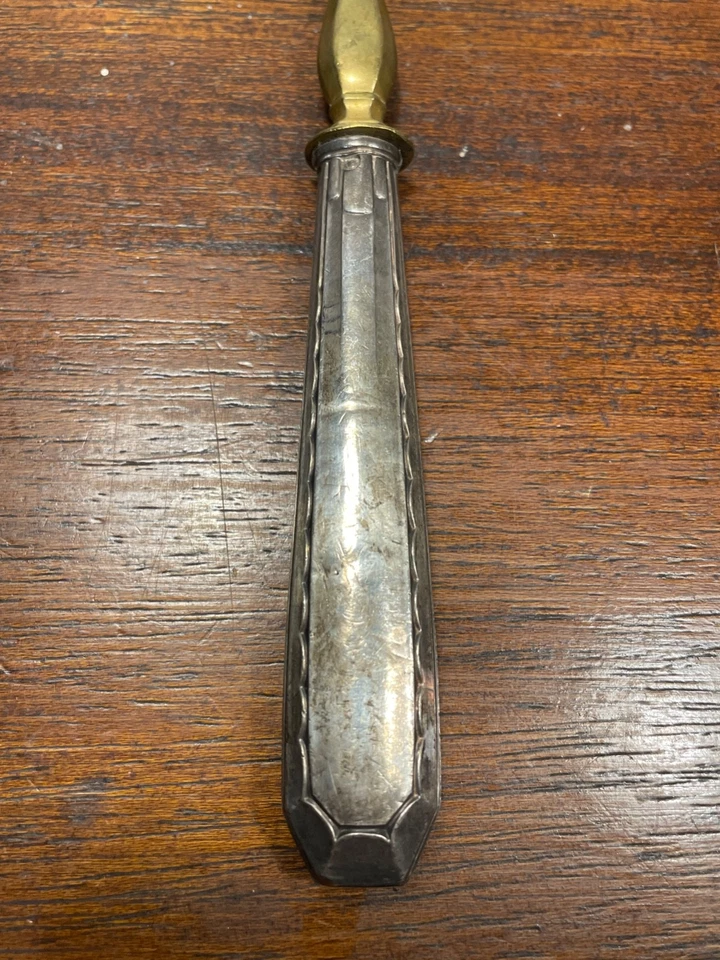 Antica Paletta Torta Metallo Argentato Con Manica IN Argento, (10-21/1) - Immagine 2 di 4