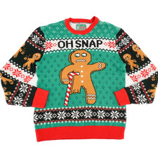 Men's Ugly Christmas Sweater Gingerbread Oh Snap Long Sleeve Pullover Size XL
