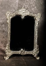 Silver Mirror Table Vanity Hollywood Regency Boho Victorian Baroque Shabby Chic