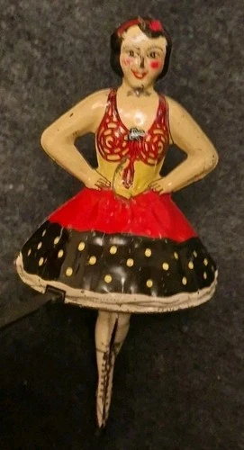 Vtg Tin Litho Toy Marx Ballerina Spinning Figurine Toy Ballet Girl 1930s Working
