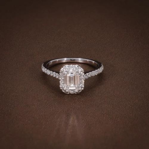 1.80CTW Emerald Cut Halo Lab Grown Diamond Ring FG VVS-VS Engagement Bridal