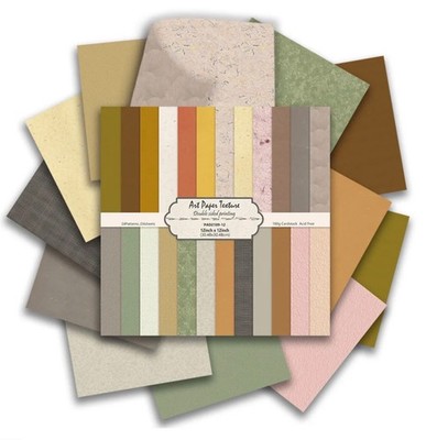 KUNSTPAPIER VERSCHIEDENE TEXTUREFFEKT - GROSS 12''x 12'' 160 g/m² 24 DOPPELSEITIGE BLÄTTER