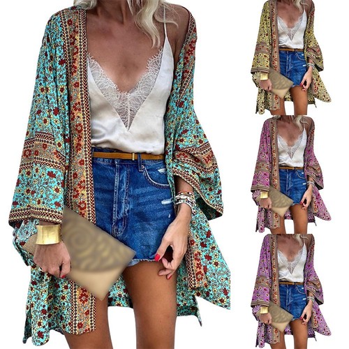 Outdoor Strand Oberteile Strickjacke Fashion Kimono Open Front Polyester - Bild 3 von 13