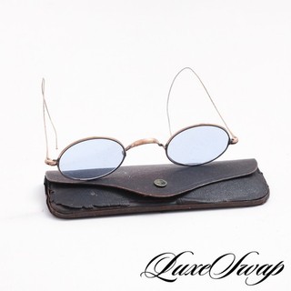 #1 MENSWEAR Antique Vintage 1930s Gold Wire Purple Glass Lens Sunglasses #B14