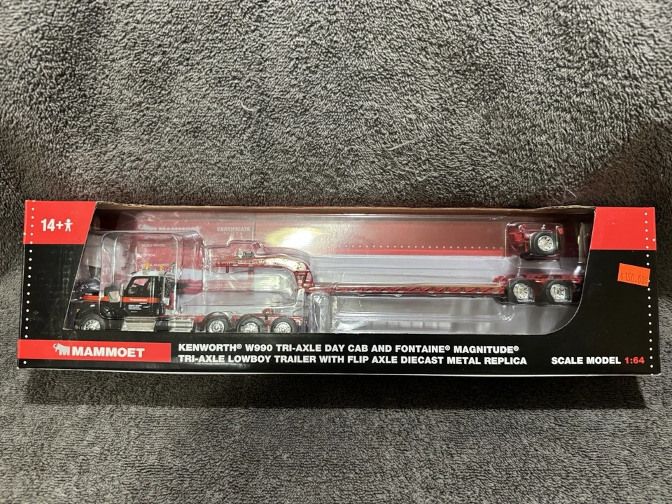 1/64 DCP by First Gear  Kenworth W990 Mammoet Day Cab/Lowboy Trailer - Image 4 of 4