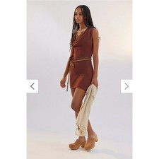 Urban Outfitters Brown Sunny Backless Crochet Dress Knit Swim Cover-Up Small NWT