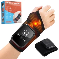Electric Hand Massager Wrist Brace Vibration Hot Compress Therapy Pain Relief