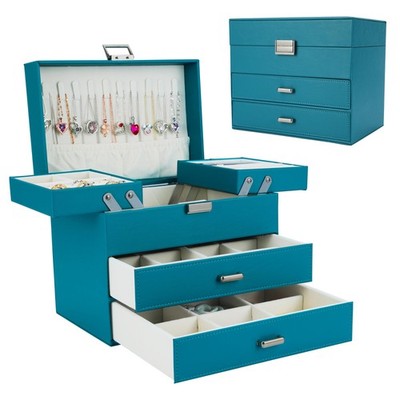 Jewelry Box Organizer, Jewelry Holder Organizer Box, 4 Layers Leather Jewelry...