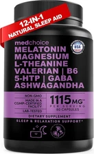 12-in-1 Melatonin Sleep Capsules - Natural Aids 90 Count (Pack of 1) 