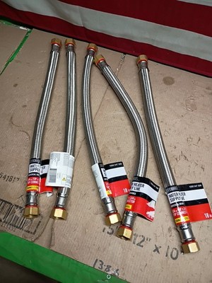 5pk Everbilt Water Heater Supply Line Stainless Steel 3/4'' FIP x 3/4x 18'', OB