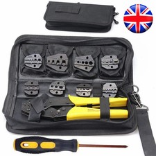 Wire Terminal Crimping Tool Interchangeable Jaw Insulated Ratchet Crimper Pliers