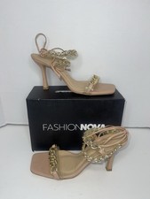 Fashion Nova “Bring The Chains” Heeled Sandals – Nude – Women’s Size 10 