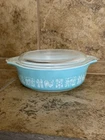 Vintage PYREX Turquoise Blue Butterprint 471 Casserole Dish 1 Pint With Lid