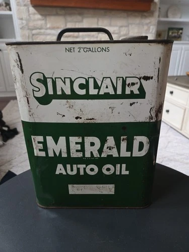 Empty Sinclair Emerald Auto Oil 2 Gallon Can Vintage