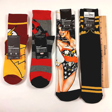 4 Pairs Crew Socks DC Comic Characters Batman, Flash, Wonder Woman  Deadpool