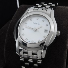Gucci G Class Quartz Dress Watch 5500L Shell Dial 11P Diamonds wrist 16cm