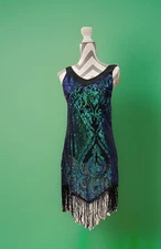 Vintage Style 1920’s To 1940’s Flapper Type Dress Costume Sequined