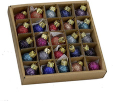 0.78-Inch Glitter Glass Ball, 25 Piece Set Ornaments, Multi, Count
