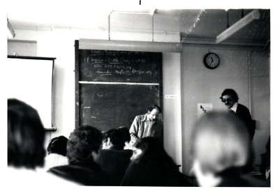 1970s College Lecture Hall Professor Blackboard Teaching Vintage Photo