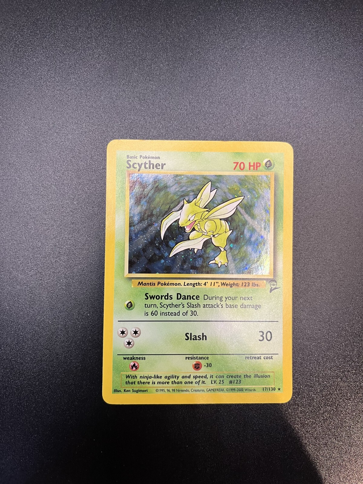 Pokemon Card - Scyther Base Set 2 17/130 Holo Rare LP #1