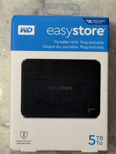 5TB Western Digital WD EasyStore EXTERNAL portable HDD Hard Drive WDBAJP0050BBK