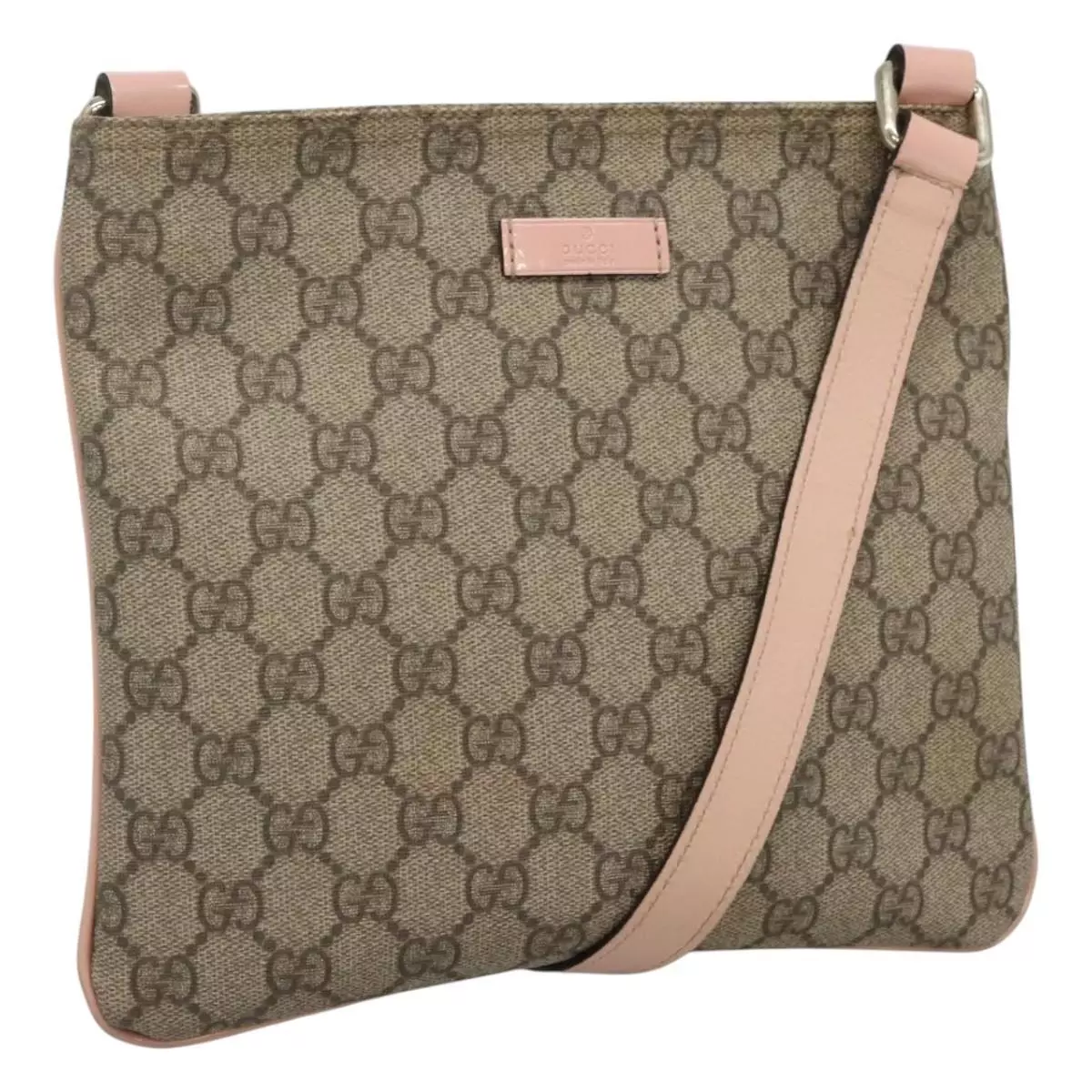 Sac bandoulière GUCCI GG Supreme PVC cuir beige rose or 201538 authentique ac3578