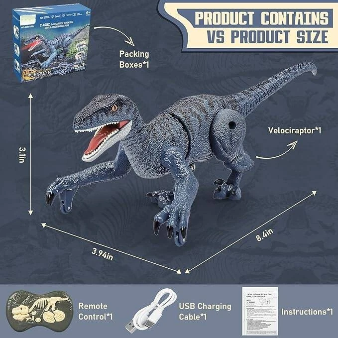 Dinosaurio de control remoto para niños y niñas, juguetes electrónicos RC de 2,4 - Image 3 of 4