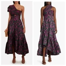 Sika Womens Beeko One Shoulder Convertible Cotton Maxi Dress Purple Size 2