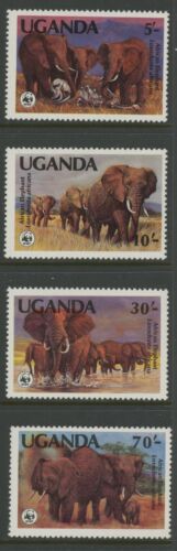 UGANDA, MINT, #371-74, OG NH, CS/4, ELEPHANTS, WWF, CLEAN, SOUND & CENTERED - Picture 1 of 1